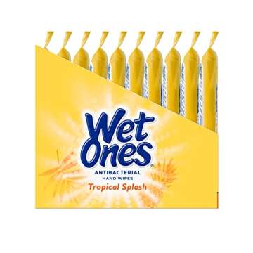 Wet Ones Antibacterial Hand Wipes, Tropical Splash - 20 ct. Size Wipes (10 Pack)