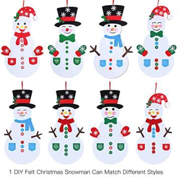 Max Fun DIY Felt Snowman Games Set with58Pcs Crafts Kit Wall Hanging Xmas Gifts for Christmas Winter...