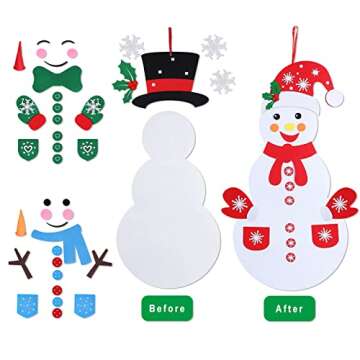 Max Fun DIY Felt Snowman Games Set with58Pcs Crafts Kit Wall Hanging Xmas Gifts for Christmas Winter Holiday Party Decorations (Snowman)