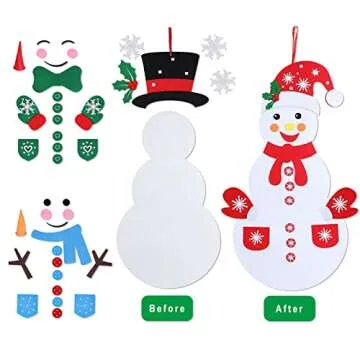 Max Fun DIY Felt Snowman Games Set with58Pcs Crafts Kit Wall Hanging Xmas Gifts for Christmas Winter Holiday Party Decorations (Snowman)