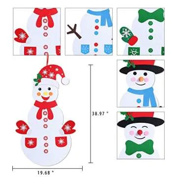 Max Fun DIY Felt Snowman Games Set with58Pcs Crafts Kit Wall Hanging Xmas Gifts for Christmas Winter Holiday Party Decorations (Snowman)