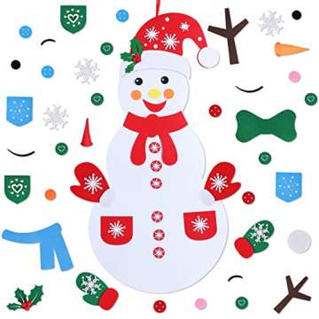 Max Fun DIY Felt Snowman Games Set with58Pcs Crafts Kit Wall Hanging Xmas Gifts for Christmas Winter Holiday Party Decorations (Snowman)