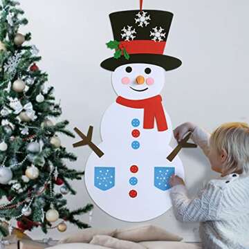 Max Fun DIY Felt Snowman Games Set with58Pcs Crafts Kit Wall Hanging Xmas Gifts for Christmas Winter Holiday Party Decorations (Snowman)