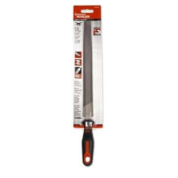 Nicholson Crescent Nicholson 10" Flat Double Cut Bastard File with Ergonomic Handle - 21868HNN