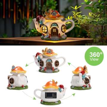 Twinbling Mushroom Solar Teapot Light for Garden Decor