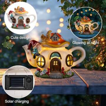 Twinbling Mushroom Solar Teapot Light for Garden Decor