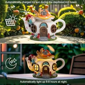 Twinbling Mushroom Solar Teapot Light for Garden Decor
