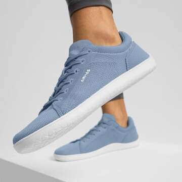 AIRHAS Womens Minimalist Barefoot Shoes Zero Drop Wide Toe Box Shoes Lightweight Casual Fashion Sneakers for Women(Light Blue,9.0)