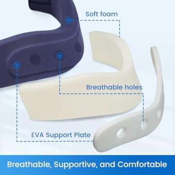 Velpeau Neck Brace for Neck Pain and Support - Soft Cervical Collar for Sleeping, Snoozing, Sleeping Upright, Anti-Snoring, Sleep Apnea for Women & Men (Blue, Enhanced Version, M: 11.5-14"/3″)