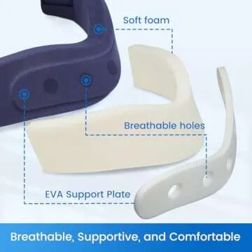 Velpeau Neck Brace for Neck Pain and Support - Soft Cervical Collar for Sleeping, Snoozing, Sleeping Upright, Anti-Snoring, Sleep Apnea for Women & Men (Blue, Enhanced Version, M: 11.5-14"/3″)