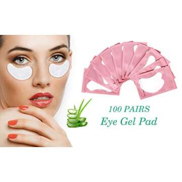 Voncasen 100 Pairs Set Gel pads for eyelash extensions, Comfy and Cool Under Eye Pads for Eyelash Extensions Eye Patches Beauty Tool