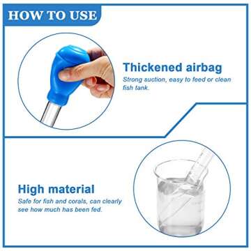 Weewooday 2 Pieces Aquarium Coral Feeder with 2 Pieces Stainless Steel Feeding Long Tweezers Syringe Spot Coral Feeder Reptile Feeding Tools for Aquatic Plant Reef Anemones Lionfish (Blue, Black)