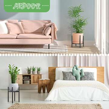 DTICON Adjustable Metal Plant Stand, Black Plant Stands Fit 8 to 12 Inches Pots, Mid Century Modern Corner Plant Stand, Heavy Duty Large Flower Single Tall Plants Holder for Indoor and Outdoor