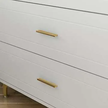 Homsee Modern Dresser Storage Chest with 3 Drawers, Glass Top & Jewelry Organizer, Wood Dresser Chest with Metal Legs for Bedroom, Living Room & Hallway, White (31.5”L x 15.7”W x 28.7”H)