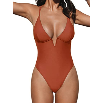 CUPSHE One Piece Bathing Suit - Deep V Neck Style