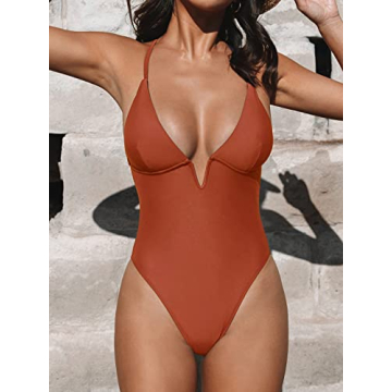 CUPSHE One Piece Bathing Suit - Deep V Neck Style