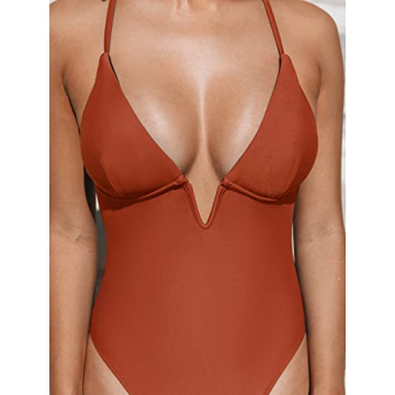 CUPSHE One Piece Bathing Suit - Deep V Neck Style