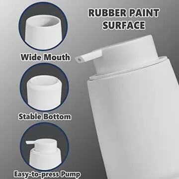 White Foam Hand Soap Dispenser - 12Oz Ceramic Foaming Soap Dispenser for Bathroom with Easy-to-Press...