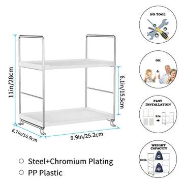 JANUS LiANG 2-Tier Bathroom Countertop Organizer, Cosmetics Skincare Organizer Holder for Perfume, B...