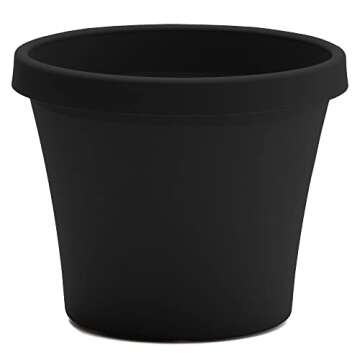 Bloem Terra Pot Round Planter: 16" - Black - Matte Finish, Durable Resin, Traditional Style Pot, for...