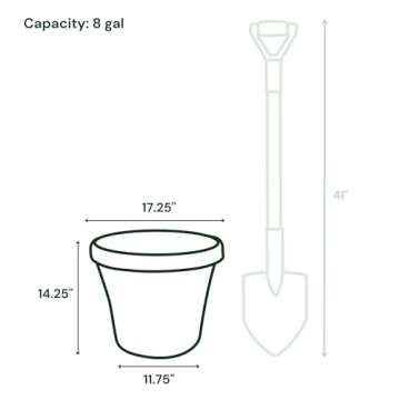 Bloem Terra Pot Round Planter: 16" - Black - Matte Finish, Durable Resin, Traditional Style Pot, for Indoor and Outdoor Use, Gardening, 8 Gallon Capacity, Saucer Not Included