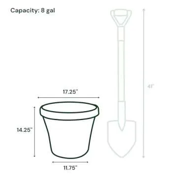 Bloem Terra Pot Round Planter: 16" - Black - Matte Finish, Durable Resin, Traditional Style Pot, for Indoor and Outdoor Use, Gardening, 8 Gallon Capacity, Saucer Not Included