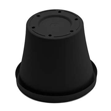 Bloem Terra Pot Round Planter: 16" - Black - Matte Finish, Durable Resin, Traditional Style Pot, for Indoor and Outdoor Use, Gardening, 8 Gallon Capacity, Saucer Not Included