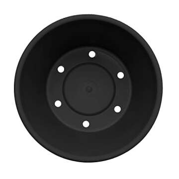 Bloem Terra Pot Round Planter: 16" - Black - Matte Finish, Durable Resin, Traditional Style Pot, for Indoor and Outdoor Use, Gardening, 8 Gallon Capacity, Saucer Not Included