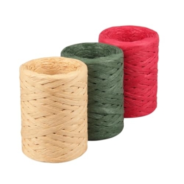 Raffia Ribbon, 3 Rolls 984 Feet Raffia String for Gift Wrapping, Craft Paper Twine for Holiday Decor...