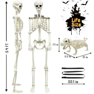 LUKBERA Halloween Skeleton Set - 5.4FT Human & Dog Decor