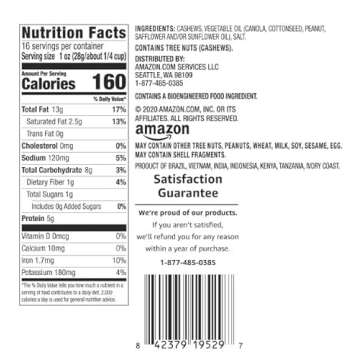 Happy Belly Roasted & Salted Cashews 16 oz - Crunchy Nutty Goodness