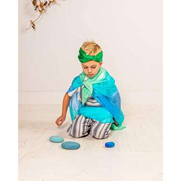 Sarah's Silks Set of 3 Playsilks - Ocean Sea, 100% Silk Scarves for Dance, Movement and Pretend Play