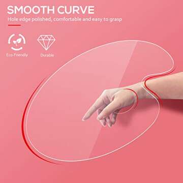 MILISTEN Clear Acrylic Paint Palette, Clear Oval Non- Stick Oil Paint Palette with Thumb Hole, Clear Paint Tray Palette for Acrylic Oil Paint Mixing, 30 x 40 cm/ 11. 8 x 15. 7 in