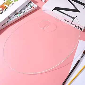 MILISTEN Clear Acrylic Paint Palette, Clear Oval Non- Stick Oil Paint Palette with Thumb Hole, Clear Paint Tray Palette for Acrylic Oil Paint Mixing, 30 x 40 cm/ 11. 8 x 15. 7 in