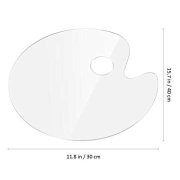 MILISTEN Clear Acrylic Paint Palette, Clear Oval Non- Stick Oil Paint Palette with Thumb Hole, Clear Paint Tray Palette for Acrylic Oil Paint Mixing, 30 x 40 cm/ 11. 8 x 15. 7 in