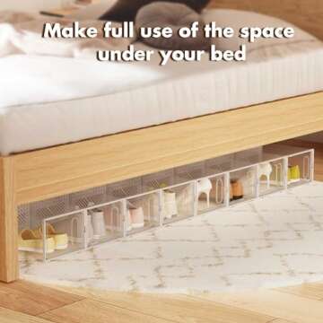 GONAT X-Large Shoe Storage Boxes, 12 Pack Shoe Organizers with Magnetic Door, Four Way Connection Shoe Containers, Clear Plastic Stackable Sneaker Bin for Closet, White,Christmas Gift