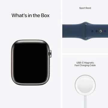 Apple Watch Series 7 [GPS + Cellular 45mm] Smart Watch w/Graphite Stainless Steel Case with Abyss Blue Sport Band. Fitness Tracker, Blood Oxygen & ECG Apps, Always-On Retina Display, Water Resistant
