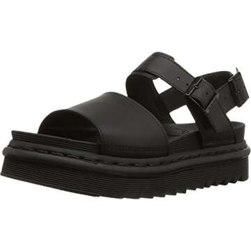 Dr. Martens Womens Voss Fisherman Sandal, Black Hydro Leather, 7 US
