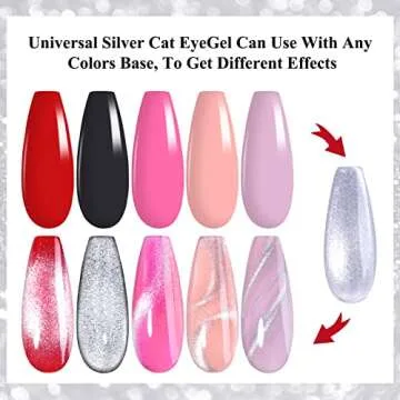 Imtiti Silver Holographic 9D Cat Eye Gel Nail Polish