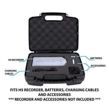 CASEMATIX Portable Recorder Case Compatible with Zoom H8 Handy Recorder, Zoom R4 MultiTrak Handheld Recorder or Podtrak P4 Podcast Recorders with Charger and Accessories - Includes Case Only