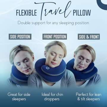 BCOZZY Travel Neck Pillow for Airplane – Patented Double Support for Head, Neck, and Chin. Best fo...