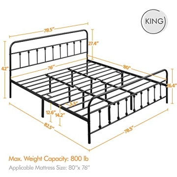 Yaheetech Classic Metal Platform Bed Frame for Stylish Comfort