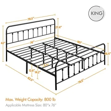 Yaheetech Classic Metal Platform Bed Frame for Stylish Comfort