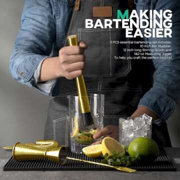 Homestia Muddler & Spoon Set - Ultimate 3-Piece Cocktail Tool Set