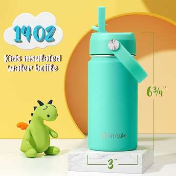 Fimibuke Kids Insulated Water Bottle, 14oz BPA FREE Double Wall Vacuum Travel Tumbler 18/8 Stainless...