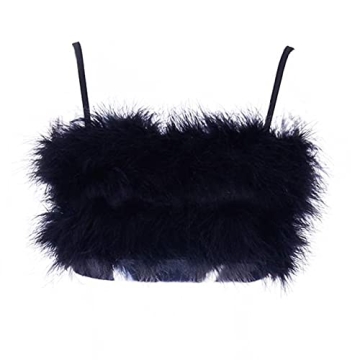 Faux Fur Spaghetti Strap Crop Top for Parties and Clubs