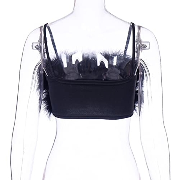 Faux Fur Spaghetti Strap Crop Top for Parties and Clubs