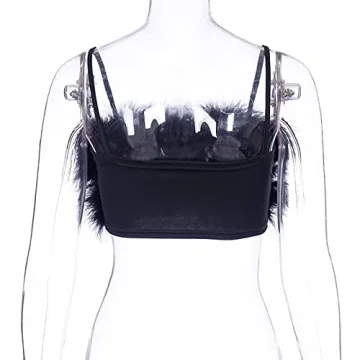 Faux Fur Spaghetti Strap Crop Top for Parties and Clubs