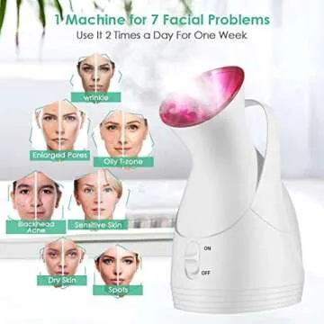 Facial Steamer, Upgraded 20X Penetration Nano Ionic Face Steamer, Facial Warm Mist Humidifier for Face Spa Moisturizing Cleaning&Unclogging Pores Treating Sinuses with Free 4PCS Stainless Skin Kit