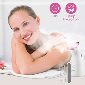 Facial Steamer, Upgraded 20X Penetration Nano Ionic Face Steamer, Facial Warm Mist Humidifier for Face Spa Moisturizing Cleaning&Unclogging Pores Treating Sinuses with Free 4PCS Stainless Skin Kit